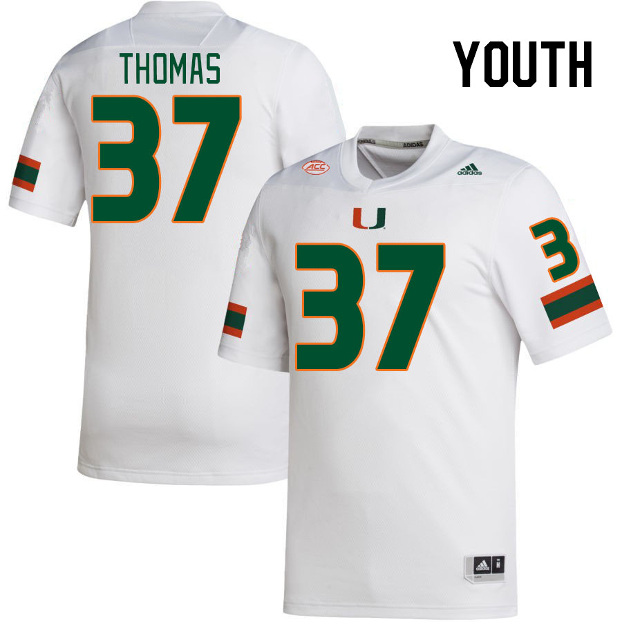 Youth #37 Isaiah Thomas Miami Hurricanes College Football Jerseys Stitched-White